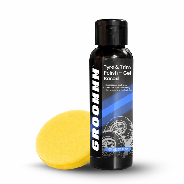 Groommm Tyre & Trim Polish 100ML with Applicator Pad | Restore Tyres & Trim at Home