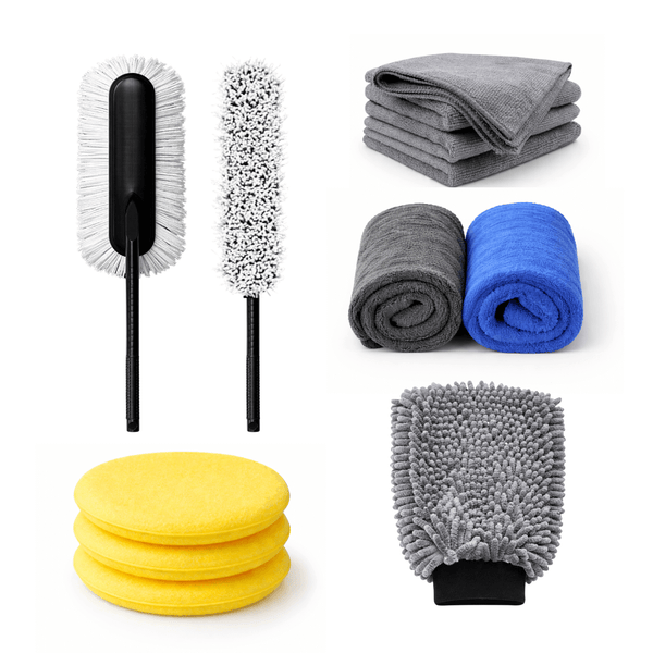 Groommm Car Duster - G + Applicator Pads + Hand Mitten + 350 GSM CLOTH+ 600 GSM CLOTH