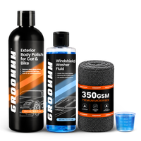 Groommm Exterior Body Polish 250ml + Windshield Washer 250 ml with 350 GSM Microfiber Cloth