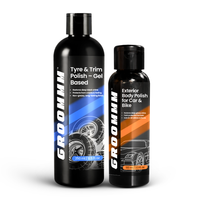 Groommm Tyre & Trim Gel 250ml + Exterior Body Polish 100ml Combo | Restores Tyre Black Shine & Car Paint Gloss | Car & Bike Polish Kit