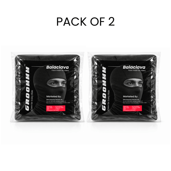 Groommm Bike Face Mask Pack of 2 | Dust Pollution & UV Protection for Riders