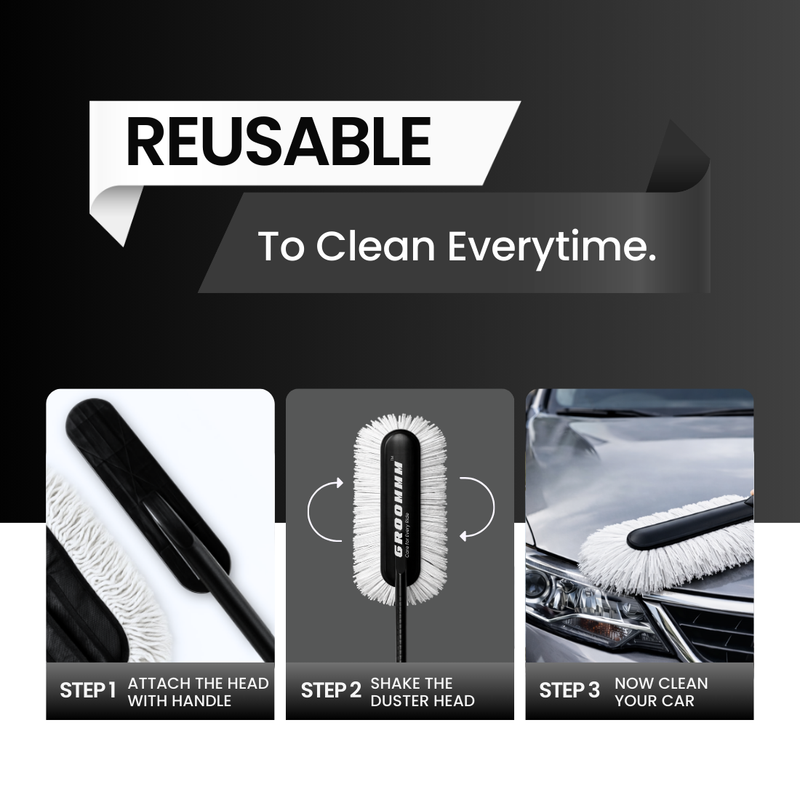 Groommm Car Duster - G | Wax Infused for Scratch Free Dust Removal