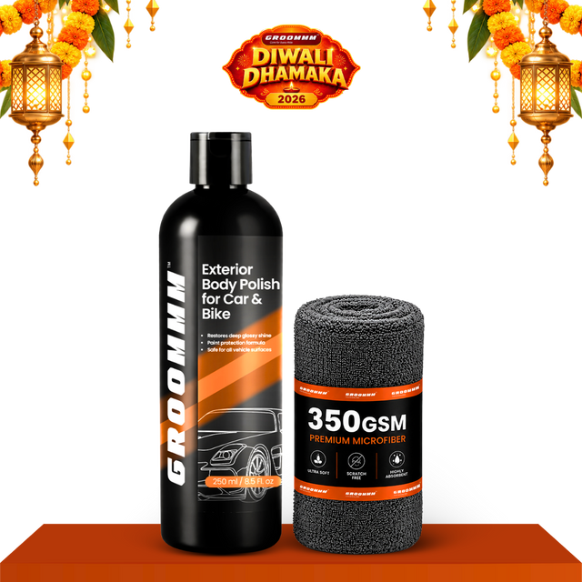 Groommm Exterior Body Polish  250ML  + 350GSM  CLOTH