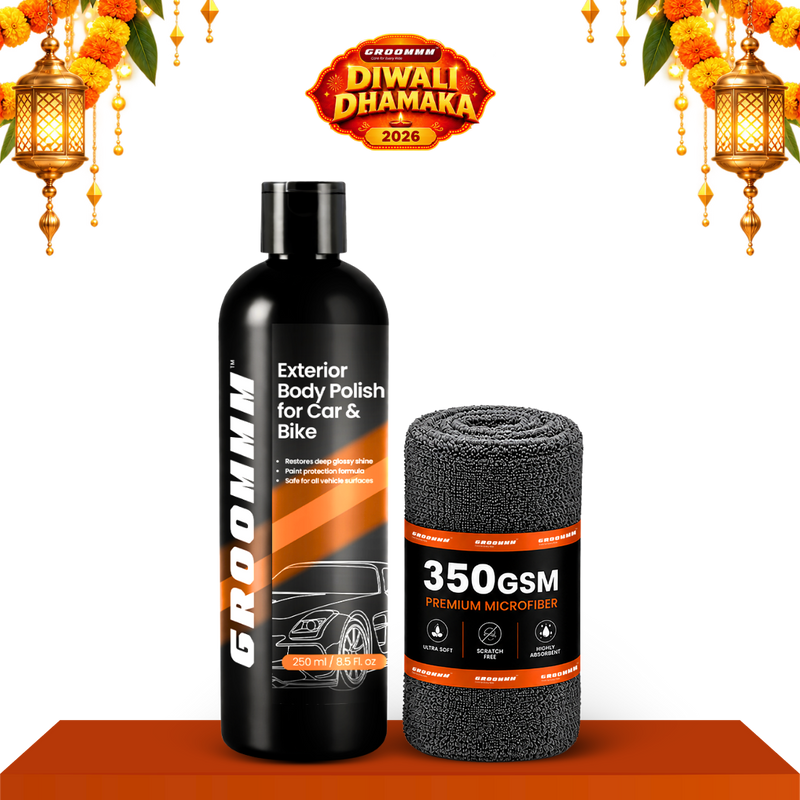 Groommm Exterior Body Polish  250ML  + 350GSM  CLOTH