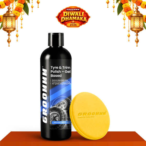 Groommm Tyre & Trim Polish 250ML with Applicator Pad | Restore Tyres & Trim at Home