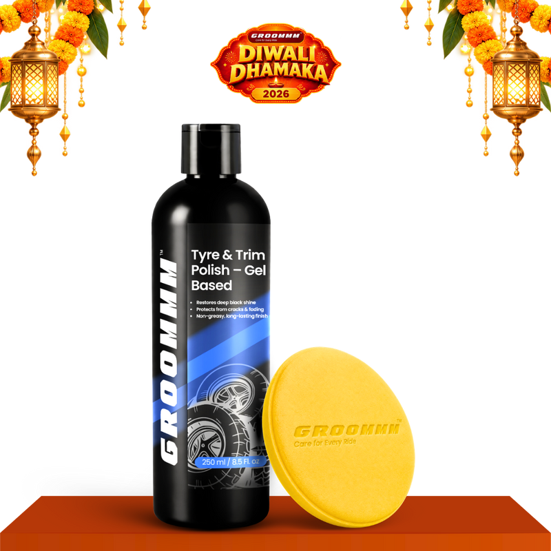 Groommm Tyre & Trim Polish 250ML with Applicator Pad | Restore Tyres & Trim at Home