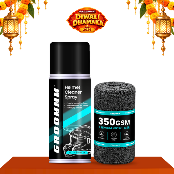 Groommm Helmet Cleaner Foam  Based 150 ML + 350 GSM CLOTH