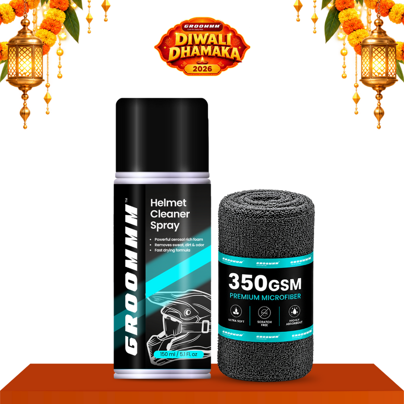 Groommm Helmet Cleaner Foam  Based 150 ML + 350 GSM CLOTH