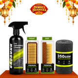 Groommm Car Upholstery Cleaner 500ml with Brush & 350 GSM Microfiber Cloth