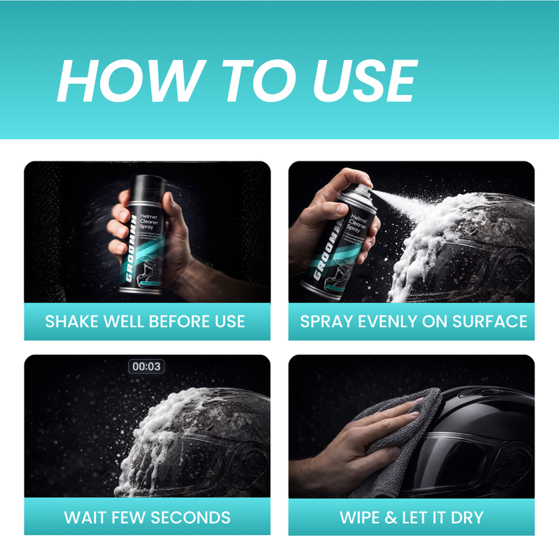 Groommm Helmet Cleaner Foam  Based 150 ML + 350 GSM CLOTH