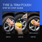 Groommm Tyre & Trim Polish 250ML with Applicator Pad | Restore Tyres & Trim at Home