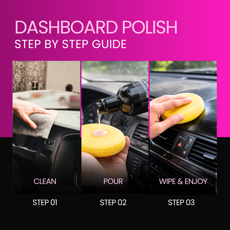 GROOMMM DASHBOARD  POLISH 250ML  + APPLICATOR PAD  + 350GSM CLOTH