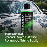 GROOMMM Full Exterior Cleaning & Maintenance Kit | Exterior Body Polish 250 ML + Windshield Washer Fluid 250 ML + Eco Foam Shampoo 250 ML + Tyre Polish 250 ML + Applicator Pad + 350 GSM Microfiber Cloth