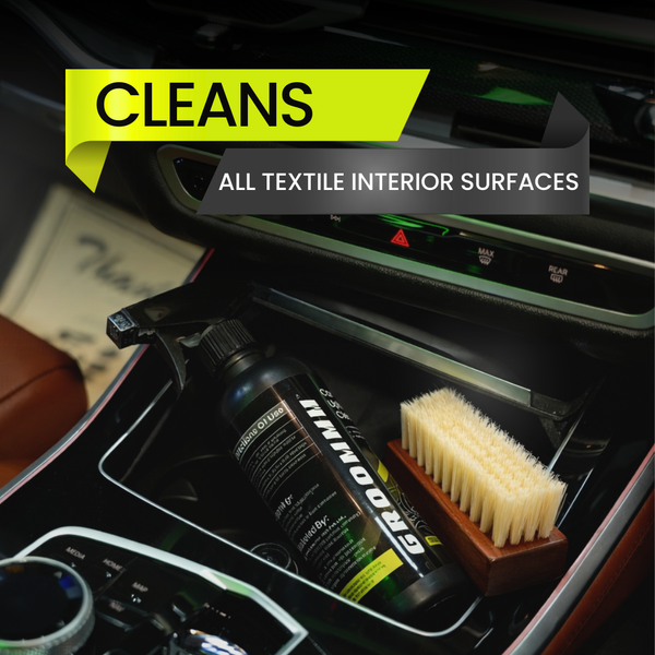 Groommm Car Upholstery Cleaner 500ml with Brush & 350 GSM Microfiber Cloth