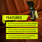 Groommm Car Upholstery Cleaner 500ml with Brush & 350 GSM Microfiber Cloth
