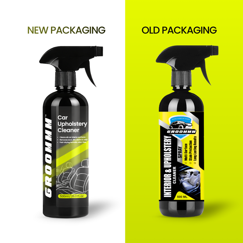 Groommm Car Upholstery Cleaner 500ml with Brush & 350 GSM Microfiber Cloth