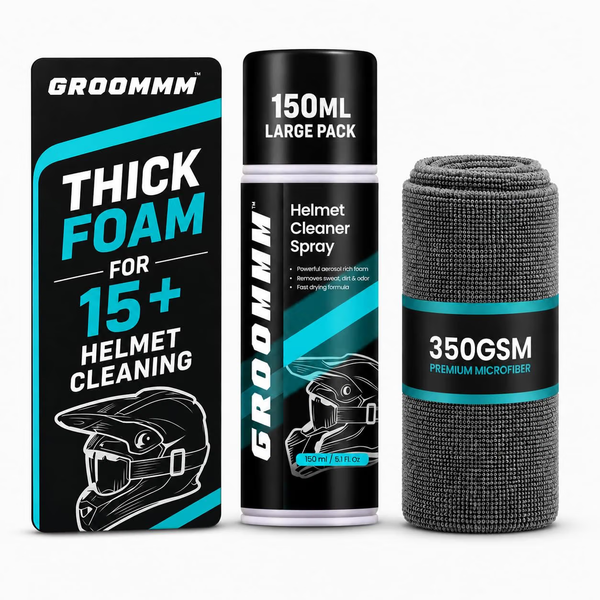 Groommm Helmet Cleaner Foam  Based 150 ML + 350 GSM CLOTH