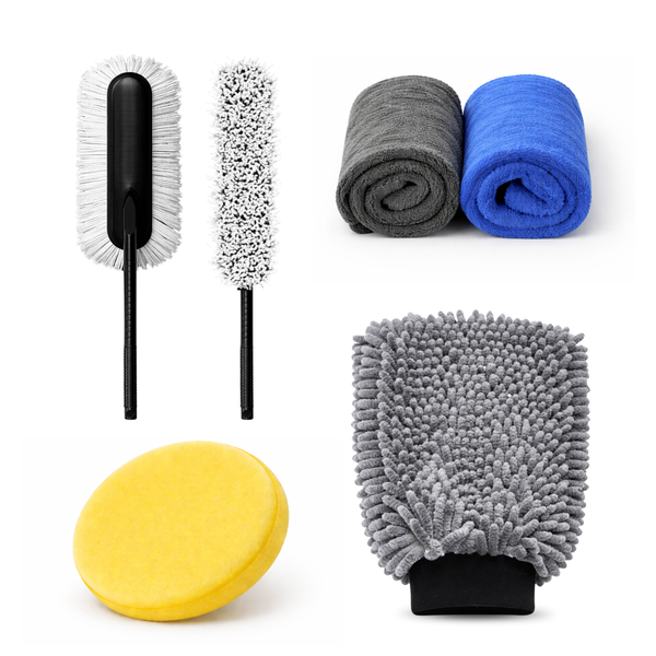 Groommm Car Duster - G + Applicator Pads + Hand Mitten + 350 GSM CLOTH+ 600 GSM CLOTH