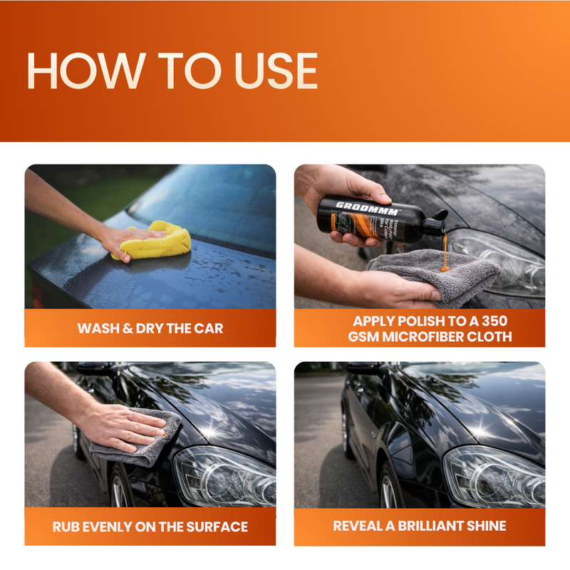 Groommm Exterior Body Polish  250ML  + 350GSM  CLOTH