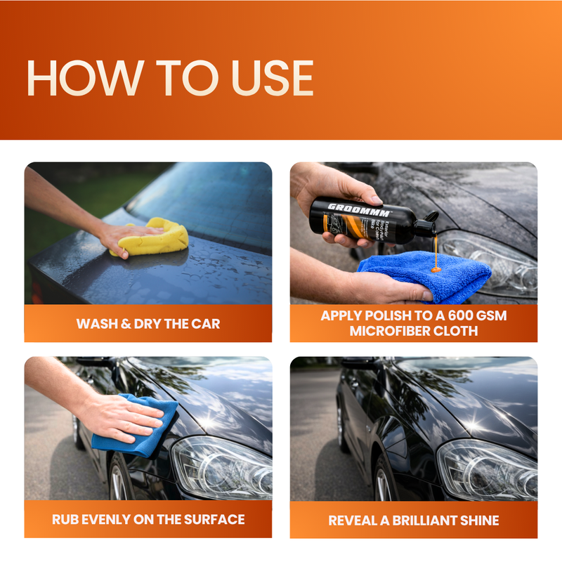 Groommm Exterior Body Polish 250ML  + 600GSM  MICROFIBER CLOTH